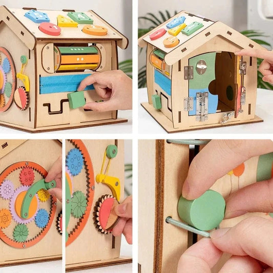 Montessori Wooden Busy House